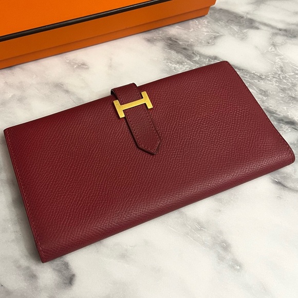 Hermes Handbags - Vintage Hermés | Bearn Epsom Red Bifold Wallet with COA